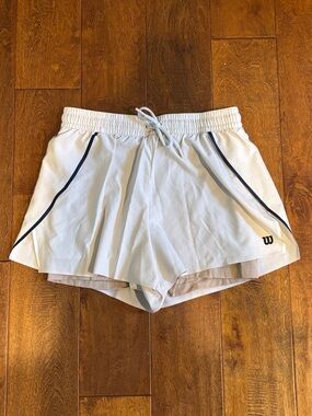 Wilson White Women's Athletic Shorts with Navy Piping